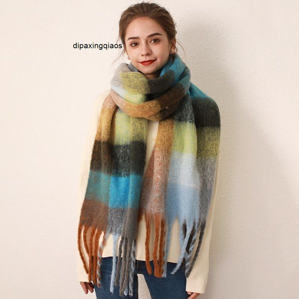designer scarf acne sweden studios rainbow check women's autumn and winter cashmere insac color blocking fringed mohair shawl thickened, Blue;gray
designer scarf acne sweden studios rainbow check women's autumn and winter cashmere insac color blocking fringed mohair shawl thickened, Blue;gray