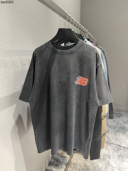 men's t-shirts spring and summer high version b balencaigass flame printing pullover loose washing used leisure fashion brand men', White;black
men's t-shirts spring and summer high version b balencaigass flame printing pullover loose washing used leisure fashion brand men', White;black