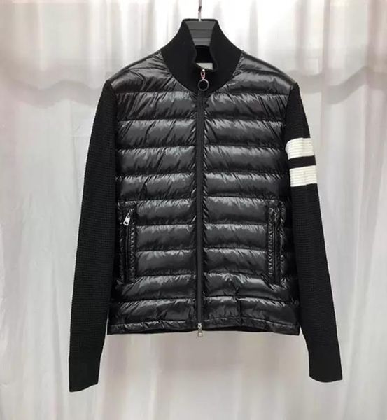 striped sleeve knit panel mens down jacket france luxury brand jackets europe and american style coat size0-3, Black
striped sleeve knit panel mens down jacket france luxury brand jackets europe and american style coat size0-3, Black