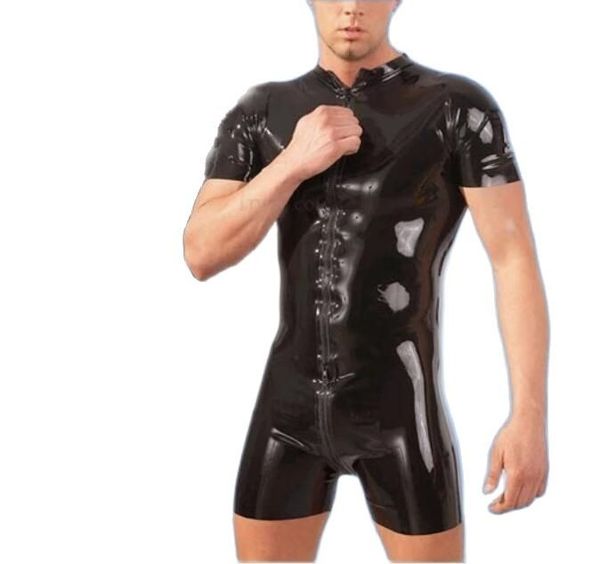 fashion catsuit costumes pvc faux leather men short sleeve bodysuit with 3-way front zipper to hip fetish exotic jumpsuits, Black
fashion catsuit costumes pvc faux leather men short sleeve bodysuit with 3-way front zipper to hip fetish exotic jumpsuits, Black