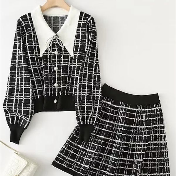 tangada women skirt set plaid knitted suit 2 piece matching s and yu108 220916, White
tangada women skirt set plaid knitted suit 2 piece matching s and yu108 220916, White