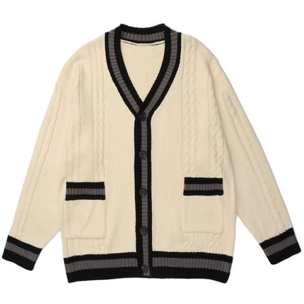 men's wool blends vintage spliced color cardigan knitted sweater men harajuku hip hop streetwear loose woman casual return cardigan swe, Black
men's wool blends vintage spliced color cardigan knitted sweater men harajuku hip hop streetwear loose woman casual return cardigan swe, Black