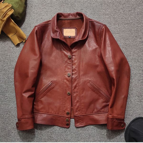 men s leather faux yr vintage style genuine leather jacket luxury quality oil goatskin coat brand cloth no lining 220916, Black
men s leather faux yr vintage style genuine leather jacket luxury quality oil goatskin coat brand cloth no lining 220916, Black