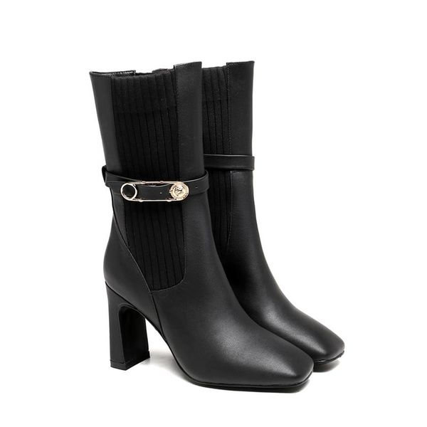 women safety pin boots designer luxury shoes casual fashion vintage genuine leather orange overall height 28 5cm with box276s, Black
women safety pin boots designer luxury shoes casual fashion vintage genuine leather orange overall height 28 5cm with box276s, Black