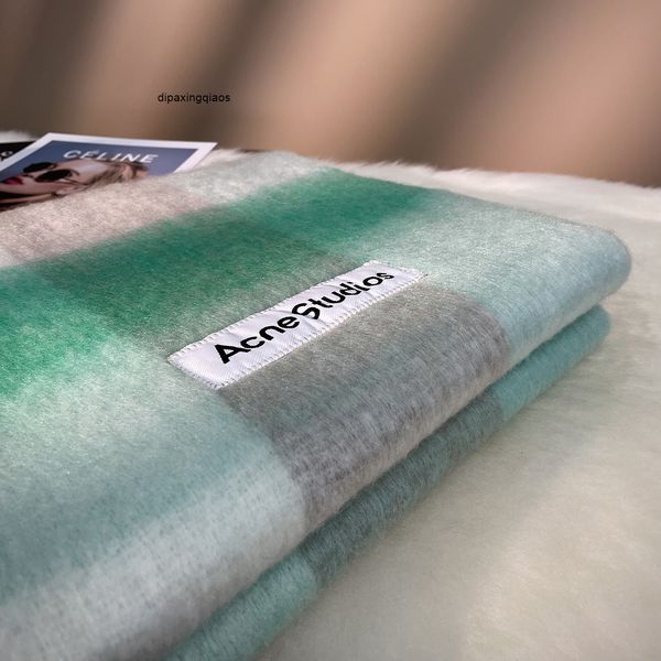 designer scarf acne sweden studios ac studios2022 autumn and winter new green mohair plaid scarf the same color matching scarf for lovers, Blue;gray
designer scarf acne sweden studios ac studios2022 autumn and winter new green mohair plaid scarf the same color matching scarf for lovers, Blue;gray