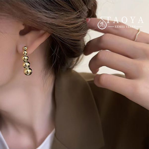 french retro size metal ball accessories drop earrings 2022 new fashion jewelry party temperament for woman girls gift earrings, Silver
french retro size metal ball accessories drop earrings 2022 new fashion jewelry party temperament for woman girls gift earrings, Silver