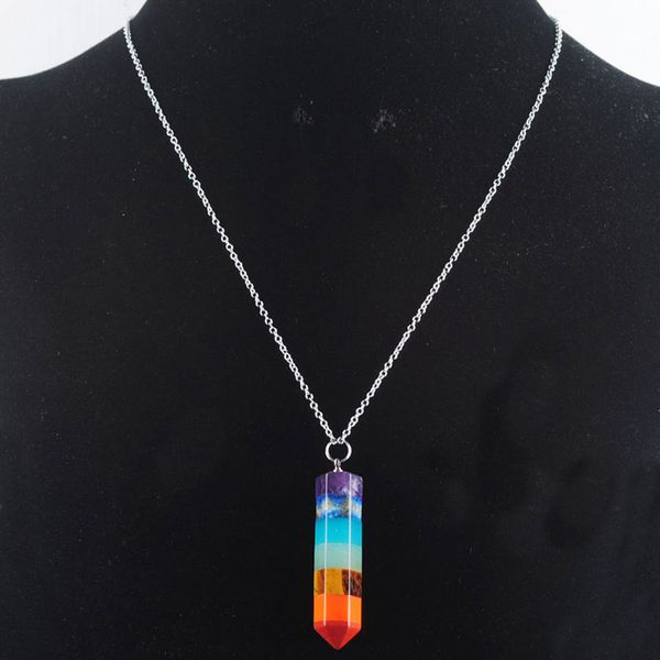 7 chakra pillar pendant necklace layered rainbow natural stone healing dowsing reiki with chain n3453, Silver
7 chakra pillar pendant necklace layered rainbow natural stone healing dowsing reiki with chain n3453, Silver