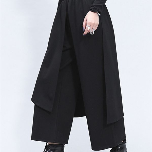 women's pants capris eam high elastic waist black split joint long wide leg trousers loose fit pants women fashion spring autumn 1z325, Black;white
women's pants capris eam high elastic waist black split joint long wide leg trousers loose fit pants women fashion spring autumn 1z325, Black;white