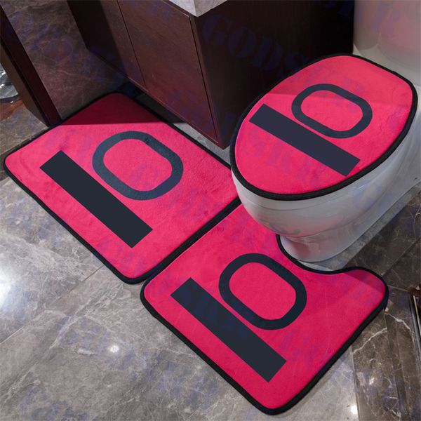 pink bathroom three piece set brand logo bath mat suit household door mats toilet pad
pink bathroom three piece set brand logo bath mat suit household door mats toilet pad