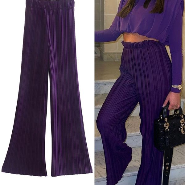 women's pants capris traf pleated wide leg women high waist purple baggy woman trousers elastic elegant suits 220916, Black;white
women's pants capris traf pleated wide leg women high waist purple baggy woman trousers elastic elegant suits 220916, Black;white
