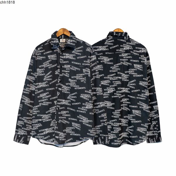 high version tide brand items vetementss all over lettering thin loose men's and women's shirt coat, White;black
high version tide brand items vetementss all over lettering thin loose men's and women's shirt coat, White;black