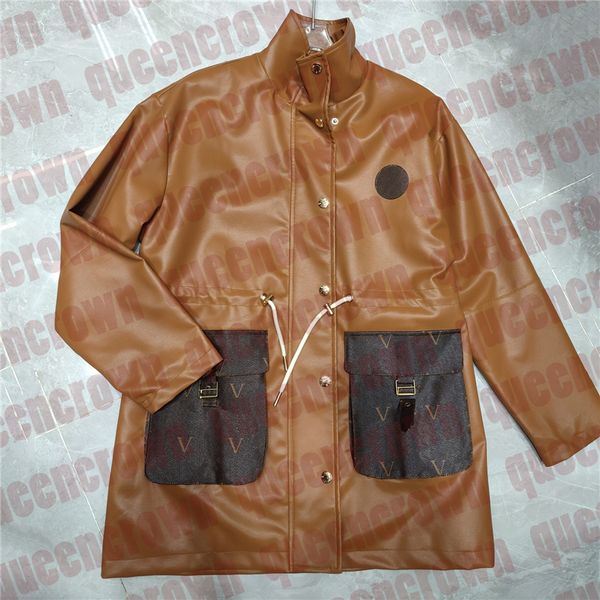 designer patchwork jackets autumn warm overcoat women fashion leather jackets letter print high neck coats, Black;brown
designer patchwork jackets autumn warm overcoat women fashion leather jackets letter print high neck coats, Black;brown