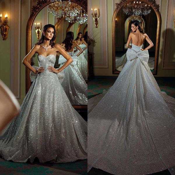 stunning shiny sleeveless wedding dress a line sweetheart bow bridal gowns glamorous beading robe de mariee, White
stunning shiny sleeveless wedding dress a line sweetheart bow bridal gowns glamorous beading robe de mariee, White