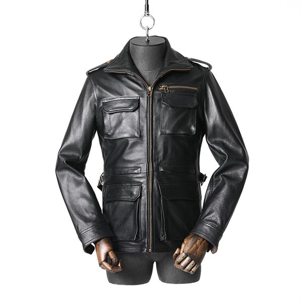 men s leather faux brand father clothes outdoor hunting leather jacket classic m65 cowhide coat quality plus size 220916, Black
men s leather faux brand father clothes outdoor hunting leather jacket classic m65 cowhide coat quality plus size 220916, Black