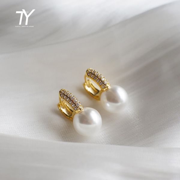 retro high sense french romantic pearl pendant earrings for woman 2020 new fashion zircon jewelry party girl's earrings gift, Silver