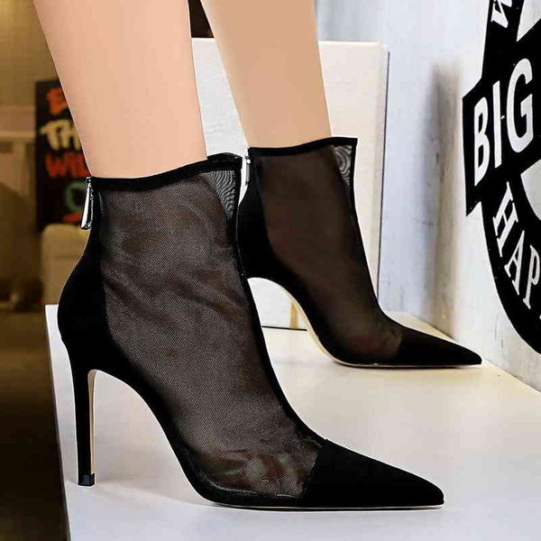 316-2 sandals nightclub show thin perspective mesh hollow high heels women's shoes pointed boots, Black
316-2 sandals nightclub show thin perspective mesh hollow high heels women's shoes pointed boots, Black