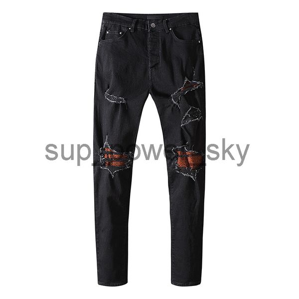 amirs light luxury jeans men's designer ripped trousers black original fashion denim patch sweatpants, Blue
amirs light luxury jeans men's designer ripped trousers black original fashion denim patch sweatpants, Blue