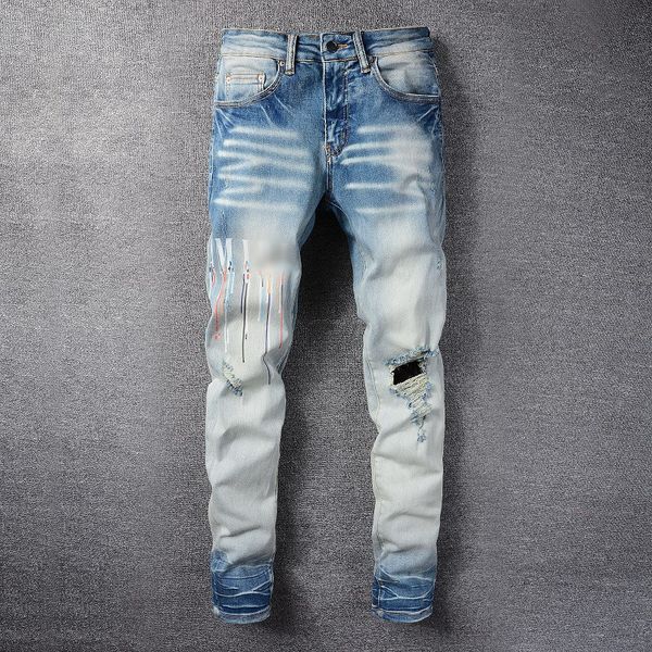 men's jeans street print letter hole casual blue gradient slim fit stretch trousers painted
men's jeans street print letter hole casual blue gradient slim fit stretch trousers painted