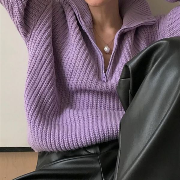 women's knits tees wotwoy autumn winter thickening knitted sweater women casual zipper polo collar loose pullovers female white jumper
women's knits tees wotwoy autumn winter thickening knitted sweater women casual zipper polo collar loose pullovers female white jumper