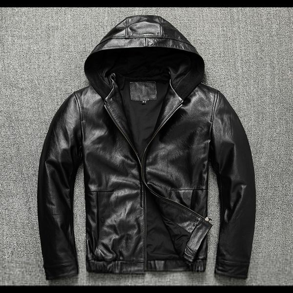 men s leather faux dropship sales men genuine leather hoody plus size black cowhide coat quality outdoor fashion jacket 220916
men s leather faux dropship sales men genuine leather hoody plus size black cowhide coat quality outdoor fashion jacket 220916