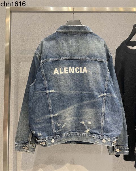high version 21fw new balencaigass front and back letters embroidery print men and women wash worn denim jacket, Black;brown
high version 21fw new balencaigass front and back letters embroidery print men and women wash worn denim jacket, Black;brown