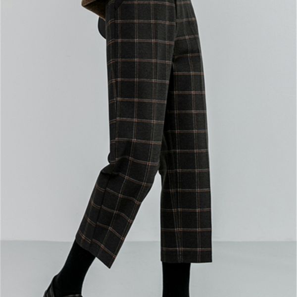 women's pants capris seoulish autumn winter woolen plaid women formal straight pants high waist ankle-length chic loose ladies pants po, Black;white
women's pants capris seoulish autumn winter woolen plaid women formal straight pants high waist ankle-length chic loose ladies pants po, Black;white
