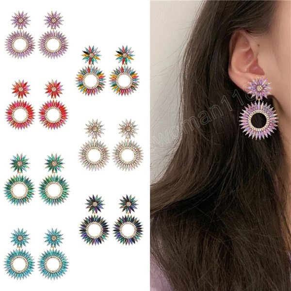 double dome earrings round flower dangle earring fashion designer jewelry full crystal geometric earrings, Silver
double dome earrings round flower dangle earring fashion designer jewelry full crystal geometric earrings, Silver