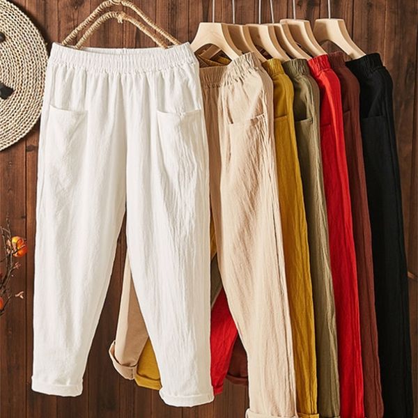 women's pants capris jmprs summer cotton linen ankle-length pants casual double pockets harem pants elastic high waist fashion ladies t, Black;white
women's pants capris jmprs summer cotton linen ankle-length pants casual double pockets harem pants elastic high waist fashion ladies t, Black;white