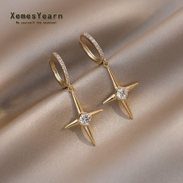 high sense classic cross pendant gold color earrings for womans european and american fashion jewelry girls ear accessories, Silver
high sense classic cross pendant gold color earrings for womans european and american fashion jewelry girls ear accessories, Silver