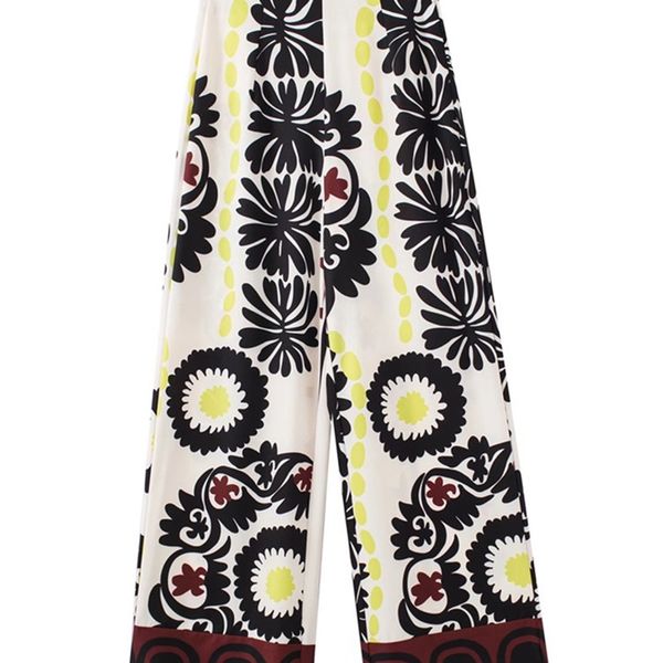 women's pants capris zevity women vintage patchwork totem floral print wide leg pants female chic side zipper long trousers pantalones, Black;white
women's pants capris zevity women vintage patchwork totem floral print wide leg pants female chic side zipper long trousers pantalones, Black;white