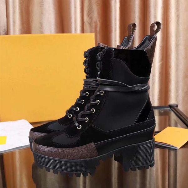 womens boots printing brand martin boots platform work boot snow boot ankle boots designer winter shoes 5cm heel large siz35-42265d, Black