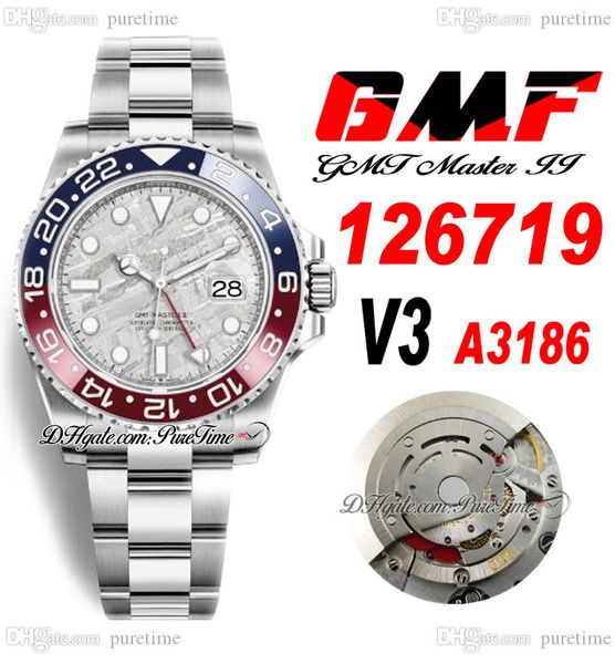 gmf gmt ii pepsi a3186 automatic mens watch v3 40mm 126719 red blue ceramic bezel meteorite dial 904l oystersteel bracelet super edition sam, Slivery;brown 
gmf gmt ii pepsi a3186 automatic mens watch v3 40mm 126719 red blue ceramic bezel meteorite dial 904l oystersteel bracelet super edition sam, Slivery;brown
