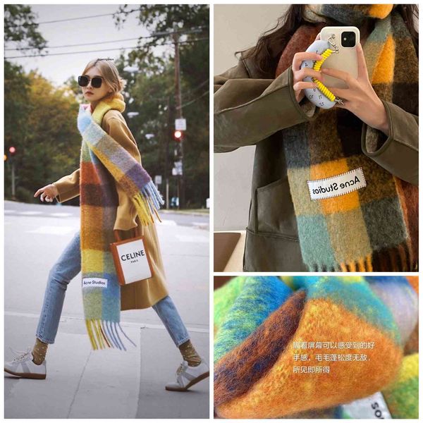designer scarf acne sweden studios swedish classic ac rainbow plaid scarf multi color neckband warm autumn and winter new shawl korean editi, Blue;gray
designer scarf acne sweden studios swedish classic ac rainbow plaid scarf multi color neckband warm autumn and winter new shawl korean editi, Blue;gray