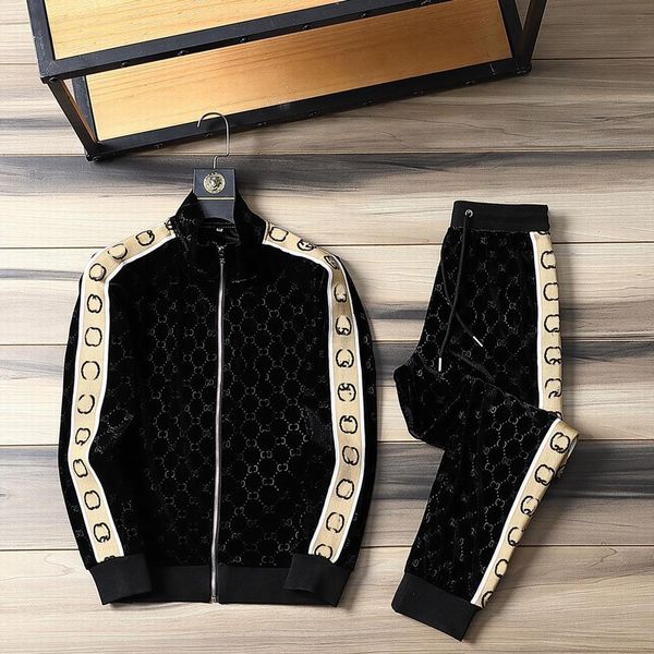 flannel men's tracksuits designer velvet men set casual sportswear suit fashion velour two piece set brand logo gold printed, Gray
flannel men's tracksuits designer velvet men set casual sportswear suit fashion velour two piece set brand logo gold printed, Gray