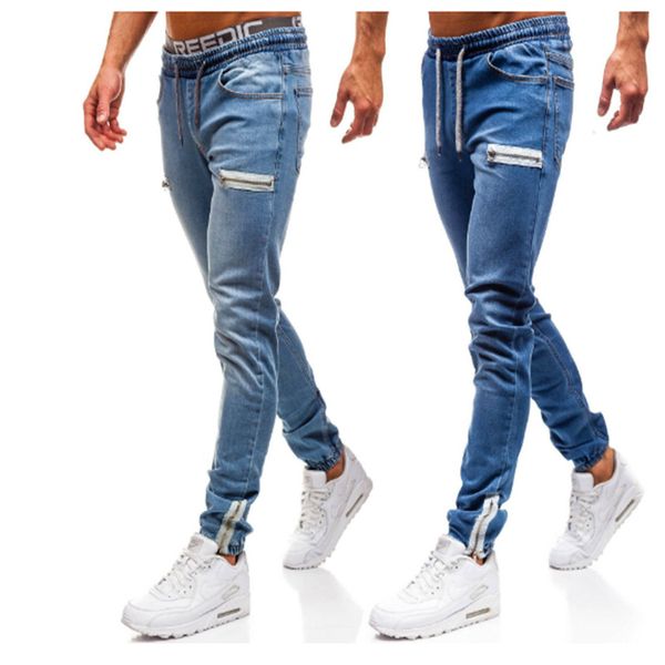 men's jeans fabric casual scrub zipper design sports pants fashion ladies trend hip hop slim fit straight trousers, Blue
men's jeans fabric casual scrub zipper design sports pants fashion ladies trend hip hop slim fit straight trousers, Blue