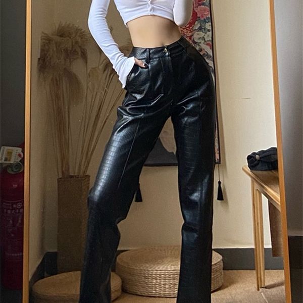 women's pants capris pants black faux leather lady pu loose pencil trousers streetwear fashion elegant high waist straight female 22091, Black;white
women's pants capris pants black faux leather lady pu loose pencil trousers streetwear fashion elegant high waist straight female 22091, Black;white