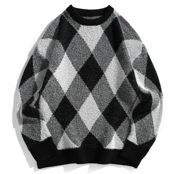 men s sweaters plaid spring autumn winter clothes pull oversized 3xl korea style casual standard pullovers 220916, White;black
men s sweaters plaid spring autumn winter clothes pull oversized 3xl korea style casual standard pullovers 220916, White;black