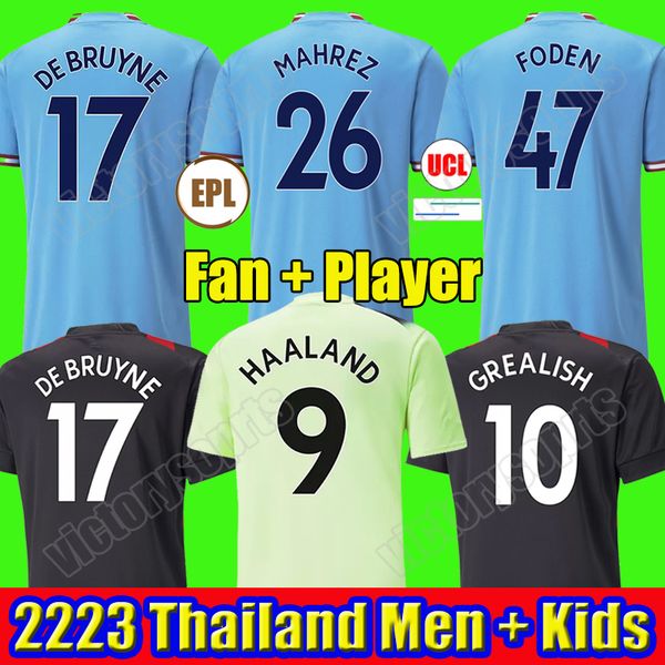 22 23 haaland soccer jerseys grealish sterling mans cities mahrez fans player version de bruyne foden 2022 2023 football shirt kids kit set, Black;yellow
22 23 haaland soccer jerseys grealish sterling mans cities mahrez fans player version de bruyne foden 2022 2023 football shirt kids kit set, Black;yellow