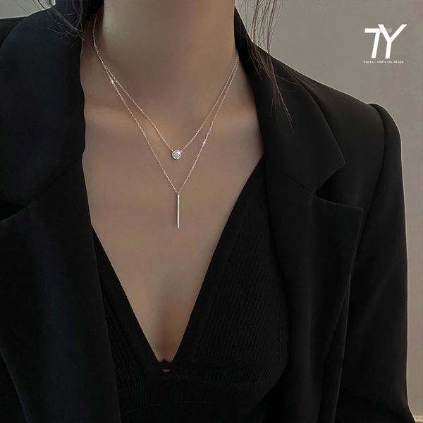 simple design silver color pendant double layer short necklace for woman korean fashion jewelry party girl's clavicle chain 
simple design silver color pendant double layer short necklace for woman korean fashion jewelry party girl's clavicle chain