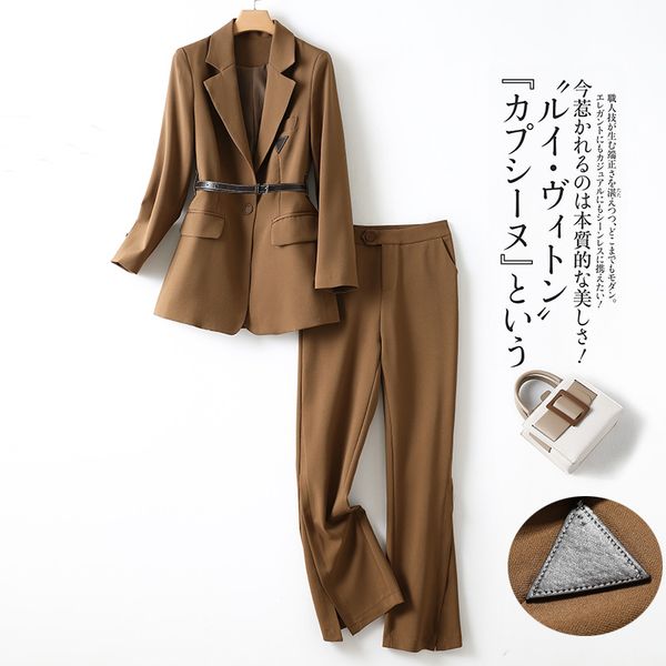 2022 autumn khaki / solid color two piece pants setslong sleeve notched-lapel belted blazers & long pants suits set 22s156152, White
2022 autumn khaki / solid color two piece pants setslong sleeve notched-lapel belted blazers & long pants suits set 22s156152, White