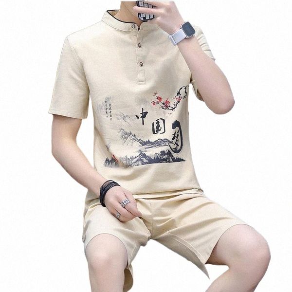 men's tracksuits summer short-sleeved t-shirt men sets chinese printed cotton and linen two-piece casual suit plus size trend shorts 12, Gray
men's tracksuits summer short-sleeved t-shirt men sets chinese printed cotton and linen two-piece casual suit plus size trend shorts 12, Gray