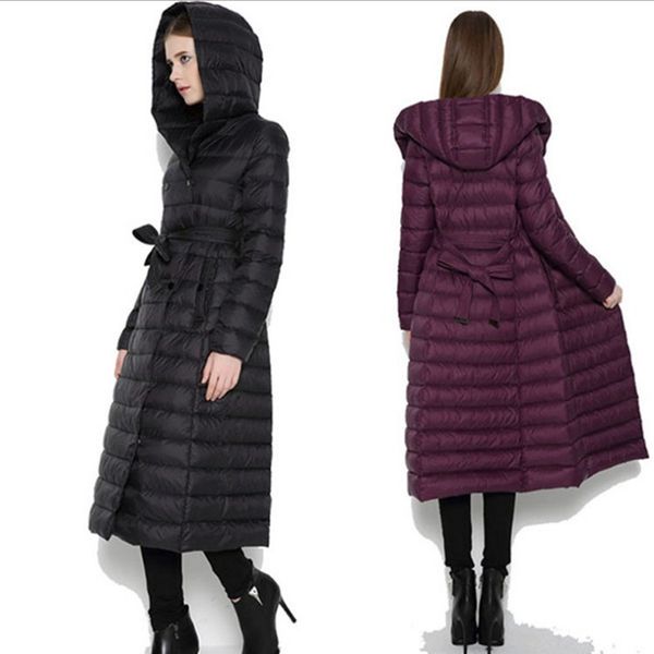 winter outdoor womens down jacket over-the-knee super-lengthened thin hooded slim fit double-breasted belt coat large size x-long coats, Black
winter outdoor womens down jacket over-the-knee super-lengthened thin hooded slim fit double-breasted belt coat large size x-long coats, Black