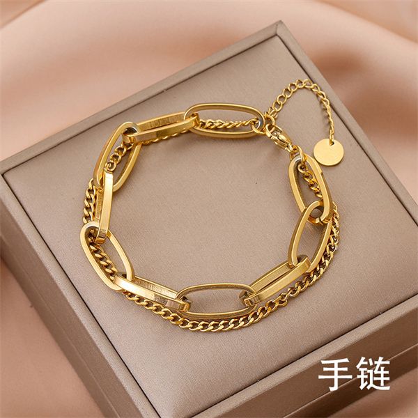 titanium steel charm bracelets retro fashion gold long chain pendant double layer thick bracelet female tide brand accessories ac96, Golden;silver
titanium steel charm bracelets retro fashion gold long chain pendant double layer thick bracelet female tide brand accessories ac96, Golden;silver