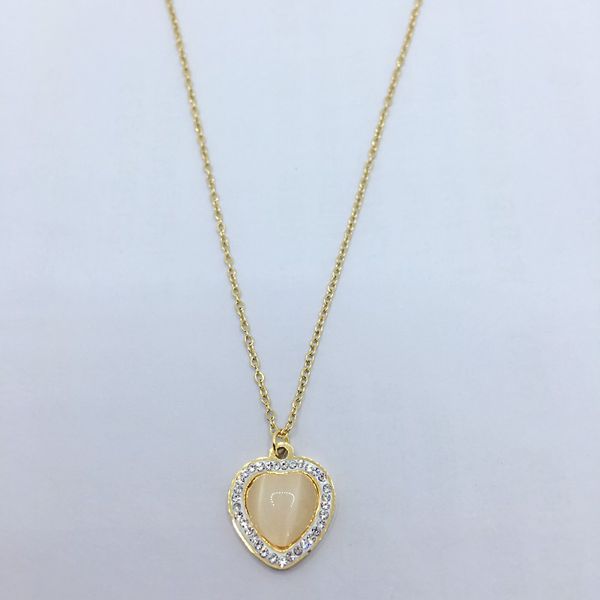 fashion designer ladies necklace luxury charm opal pendant 316l stainless steel jewelry, Silver