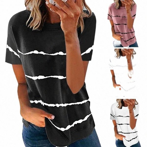 women's t-shirt autumn women tie-dye loose summer printed stripe blouse for spring fashion ladies tee shirt g34s#, White
women's t-shirt autumn women tie-dye loose summer printed stripe blouse for spring fashion ladies tee shirt g34s#, White