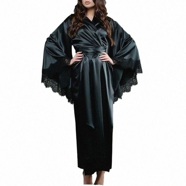 women lace satin kimono long robe bathrobe lingerie sleepwear belt pajamas solid silk robes for women satin sleepwear s1mh#, Black;red
women lace satin kimono long robe bathrobe lingerie sleepwear belt pajamas solid silk robes for women satin sleepwear s1mh#, Black;red