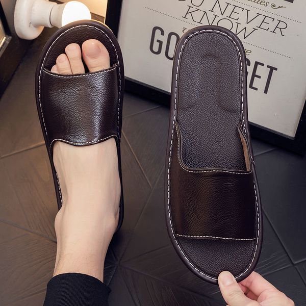 fashion solid color ladies leather slippers simple summer women's clothing fgds, Black
fashion solid color ladies leather slippers simple summer women's clothing fgds, Black