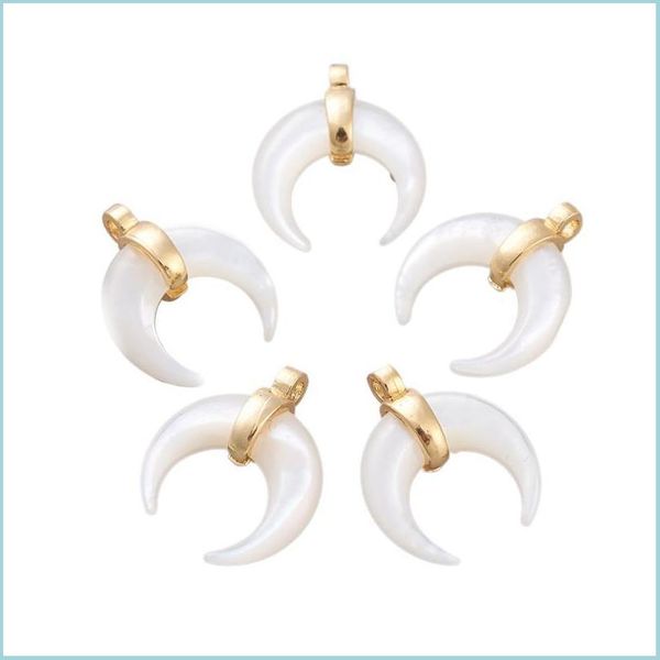 charms charms 5pcs natural white pearl shell pendants charm brass bail double horn crescent moon for jewelry making diy bracelet drop dhdsu, Bronze;silver 
charms charms 5pcs natural white pearl shell pendants charm brass bail double horn crescent moon for jewelry making diy bracelet drop dhdsu, Bronze;silver
