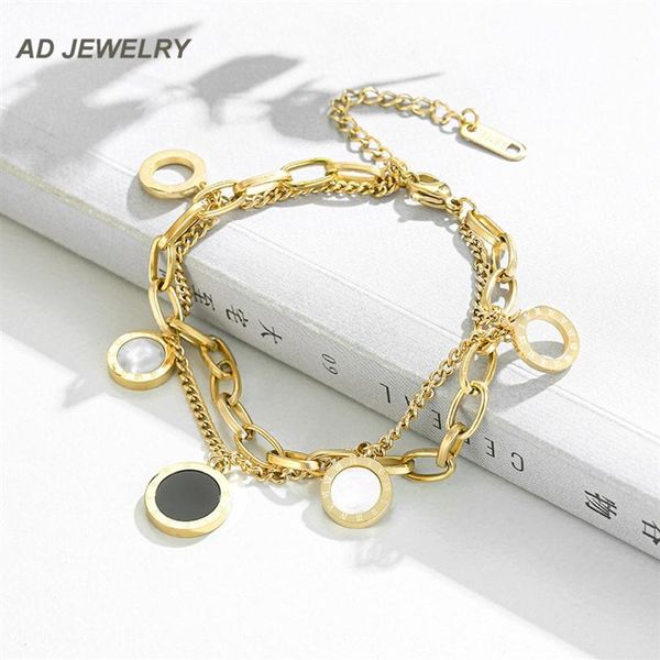 beautiful multilayered circle charm bracelet stainless steel clover butterfly accessories jewelry for women270p, Golden;silver
beautiful multilayered circle charm bracelet stainless steel clover butterfly accessories jewelry for women270p, Golden;silver