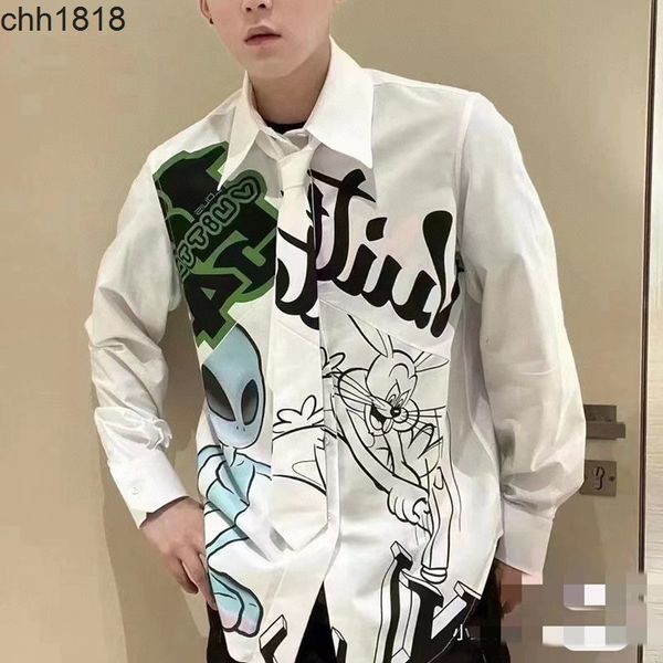 men's casual shirts high version envelope bag alien cartoon exclusive tie shirt vrigil trend long sleeve shirt, White;black
men's casual shirts high version envelope bag alien cartoon exclusive tie shirt vrigil trend long sleeve shirt, White;black